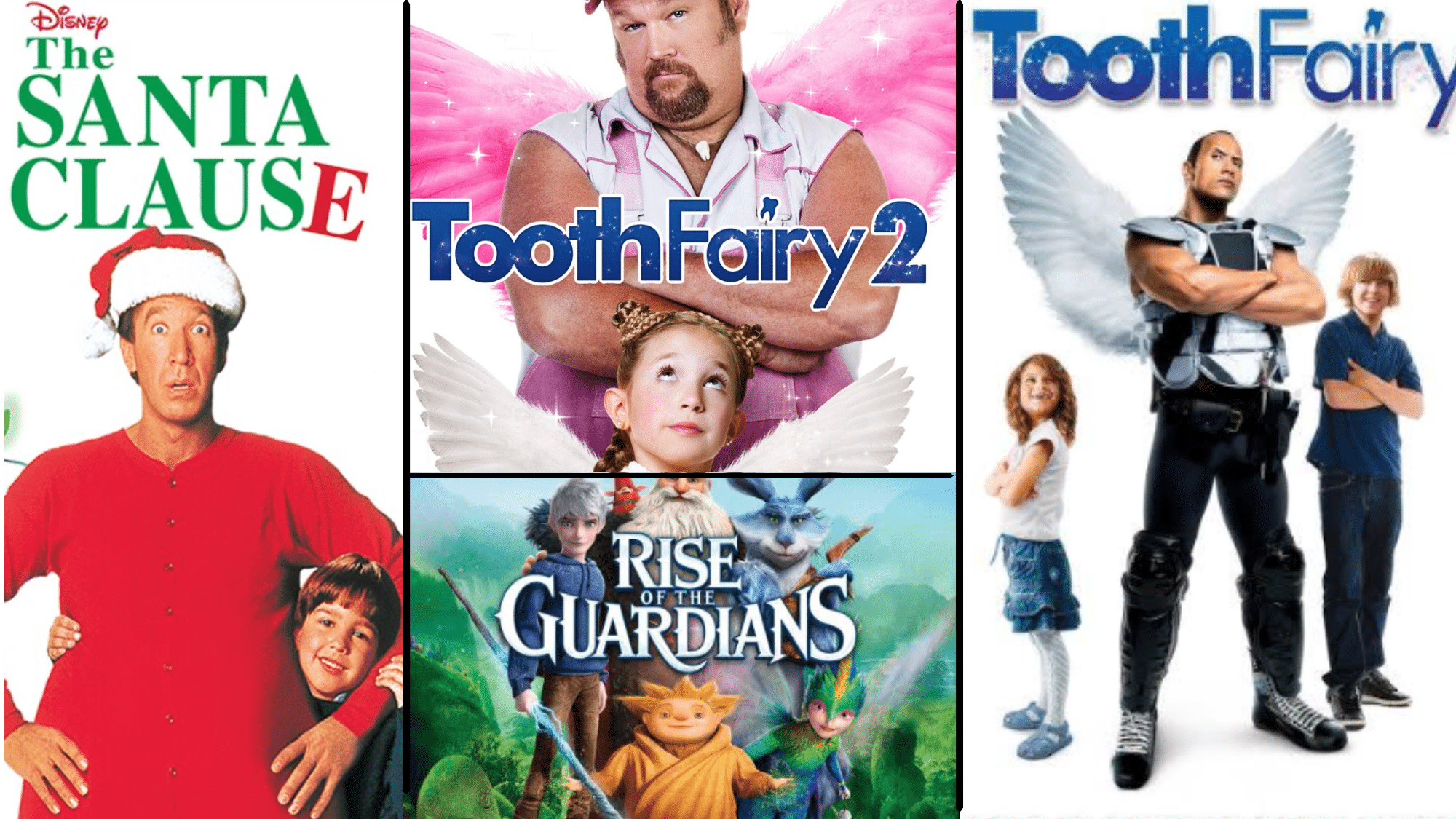 a collage depicting four movies based on the tooth fairy (1)