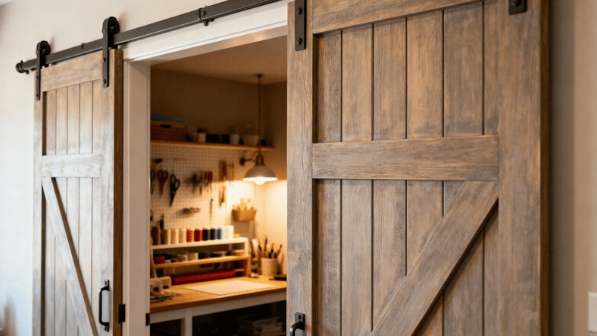 barn style sliding doors for craft space