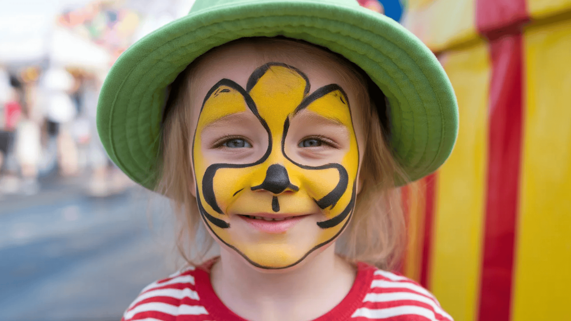 bumble bee face paint on a girl