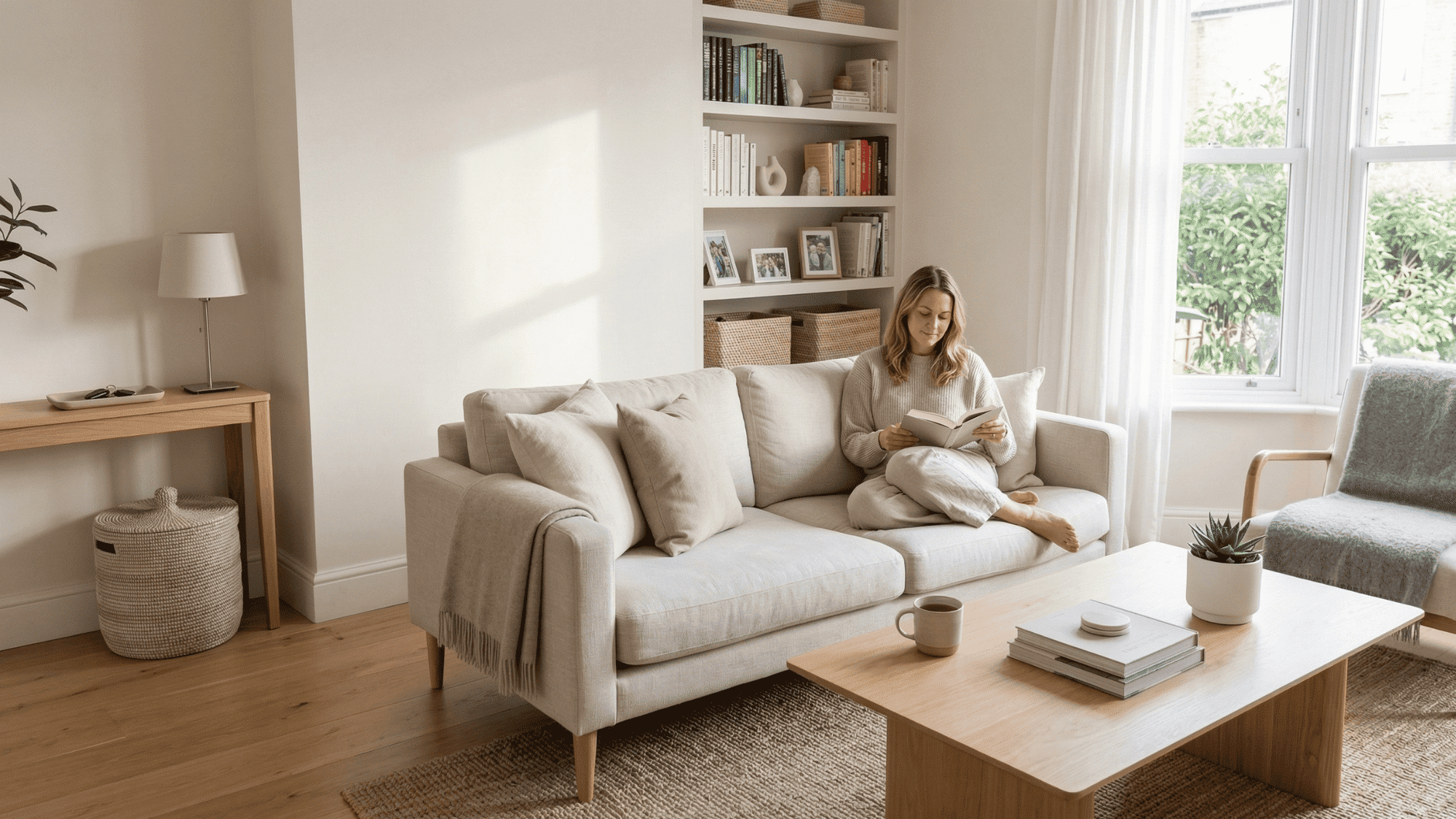 clutter free living room for smooth Feng Shui energy flow