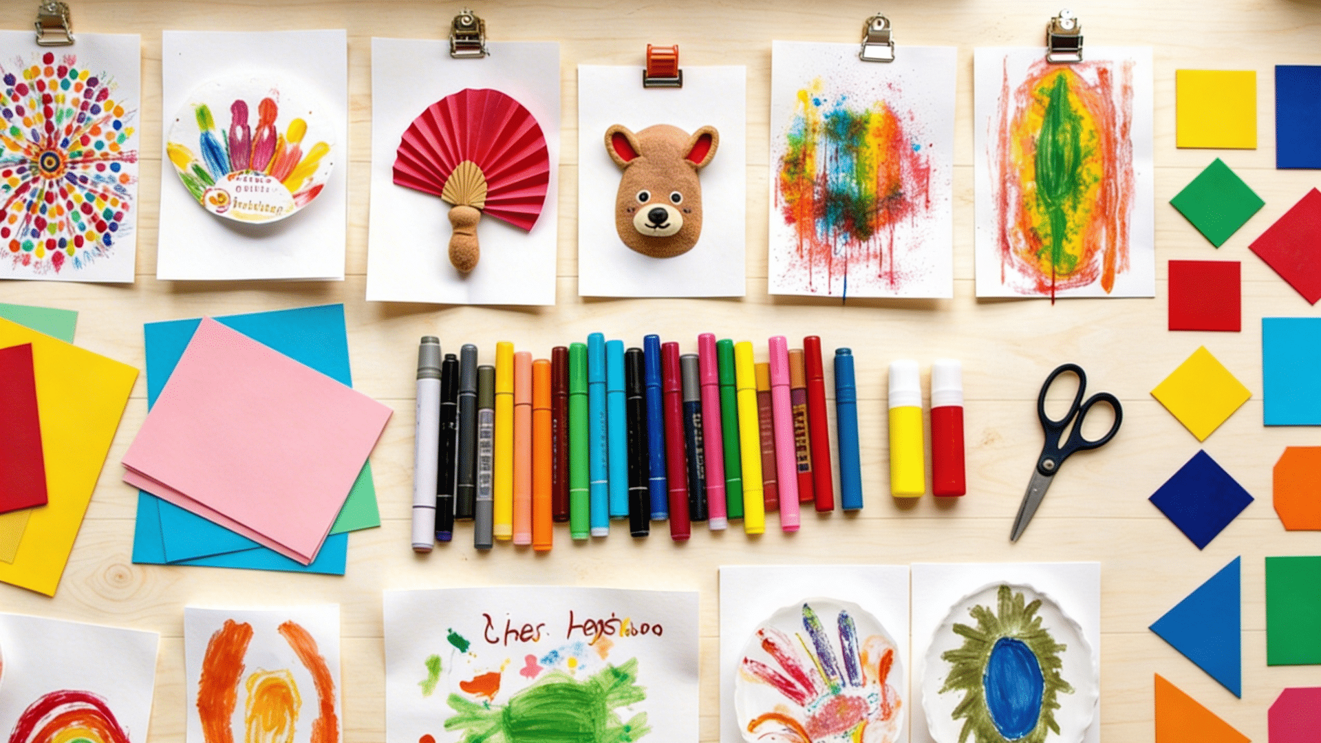 collection of easy art projects for kids displayed on a clean bright background