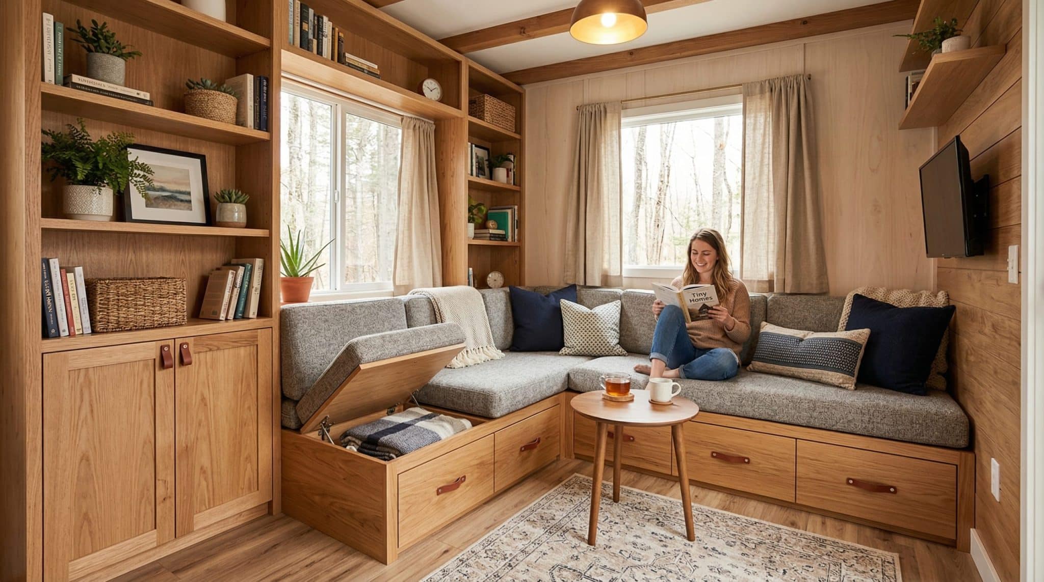 custombuilt sofa in a all mobile living room