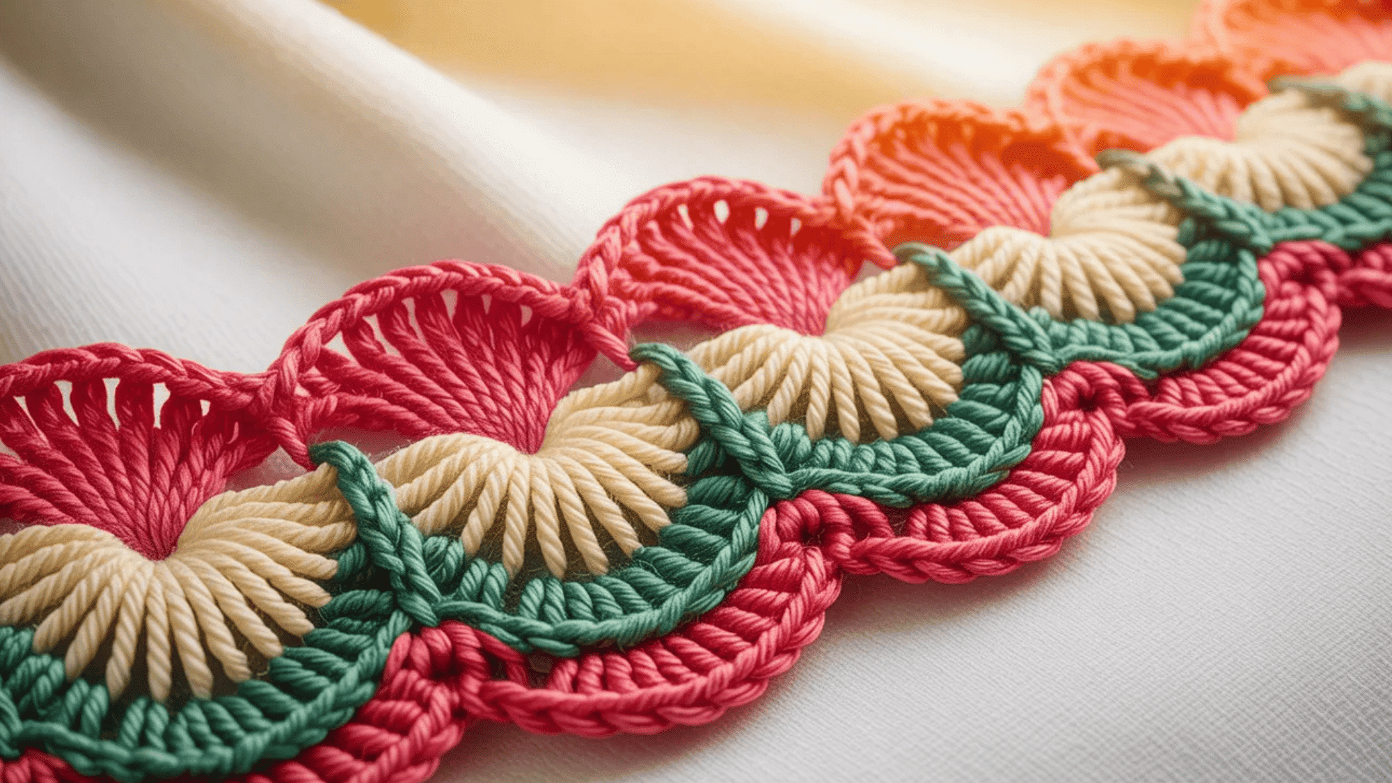 fan stitch border of various colors