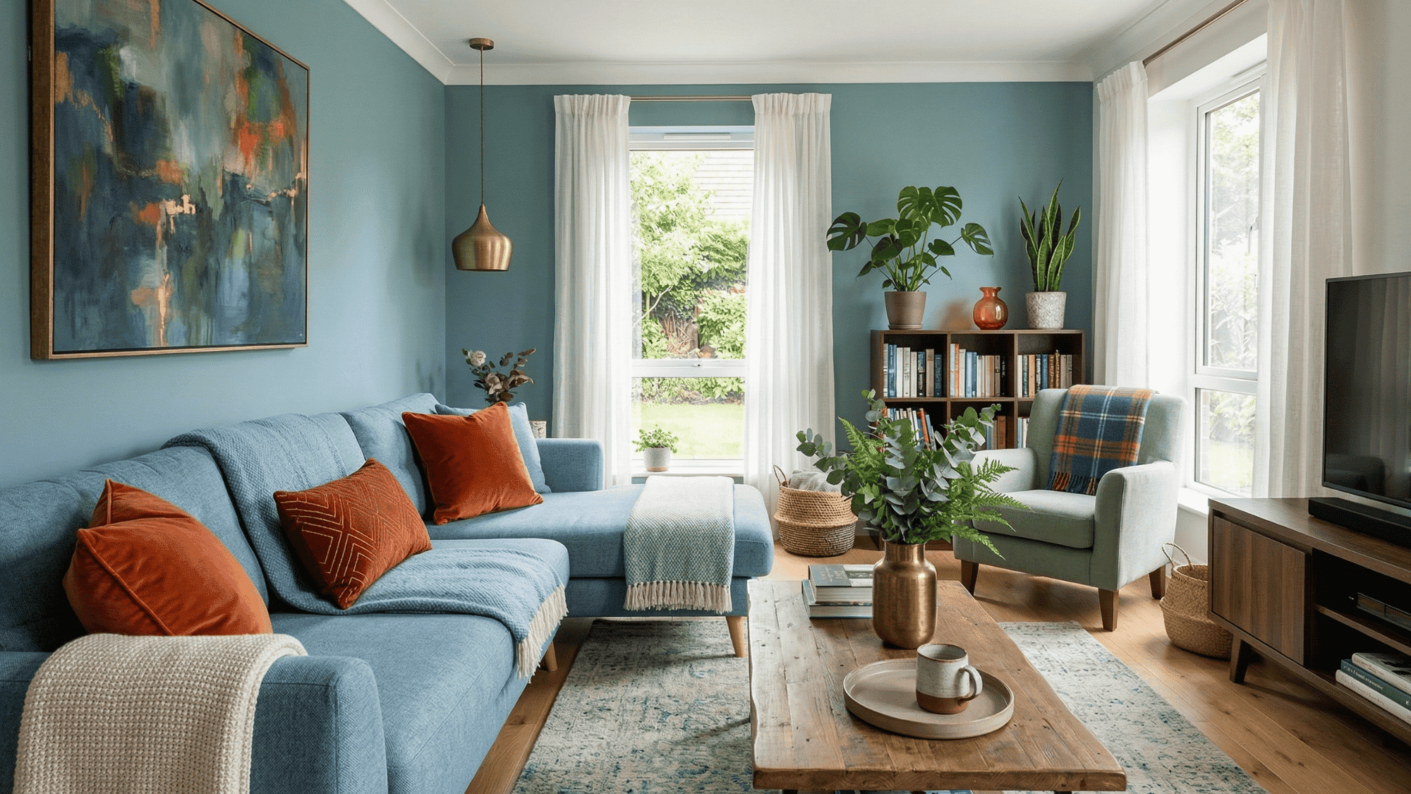 feng shui balanced color scheme with calm and energizing tones