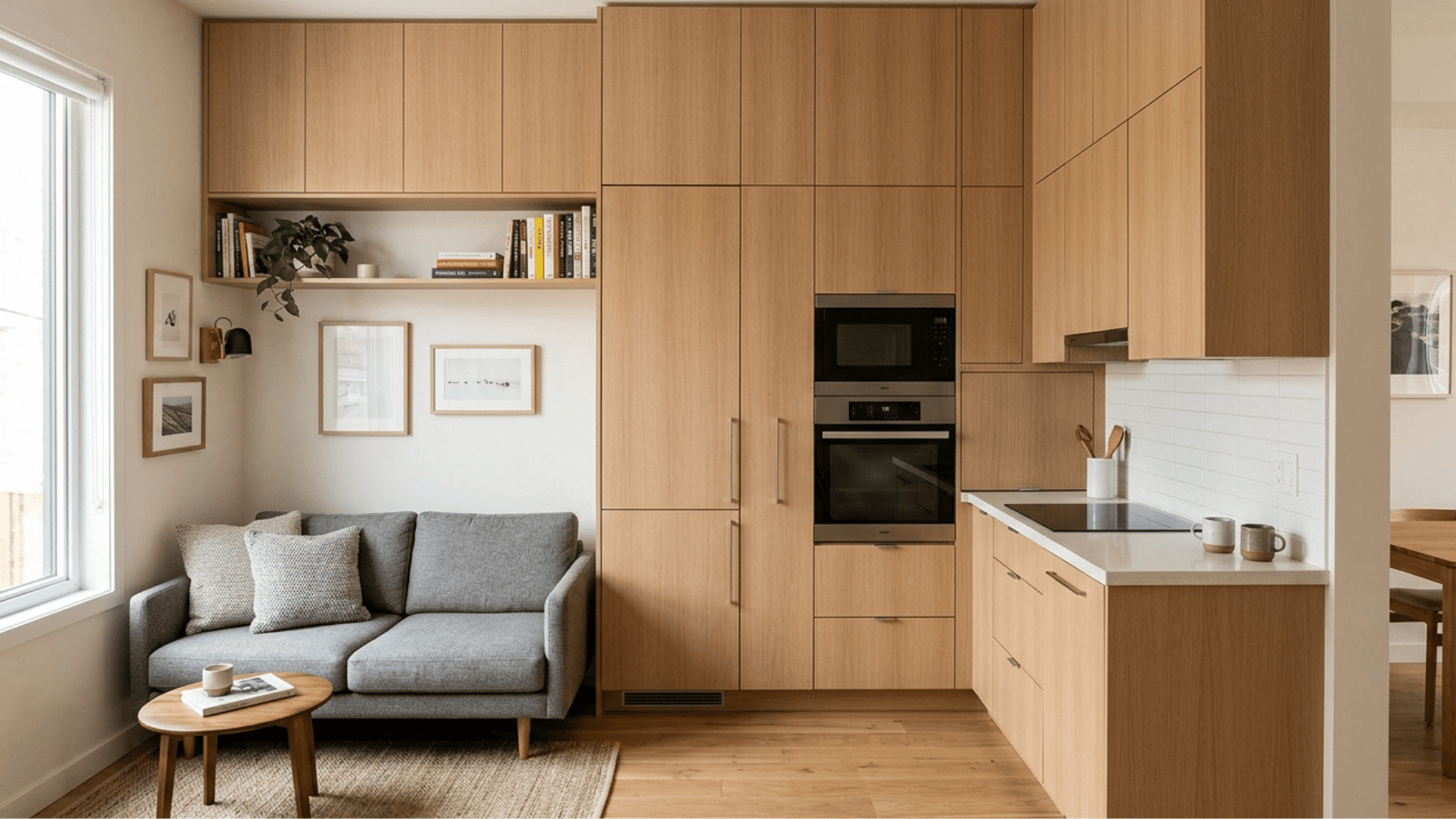 image of extended kitchen cabinet installations in small house