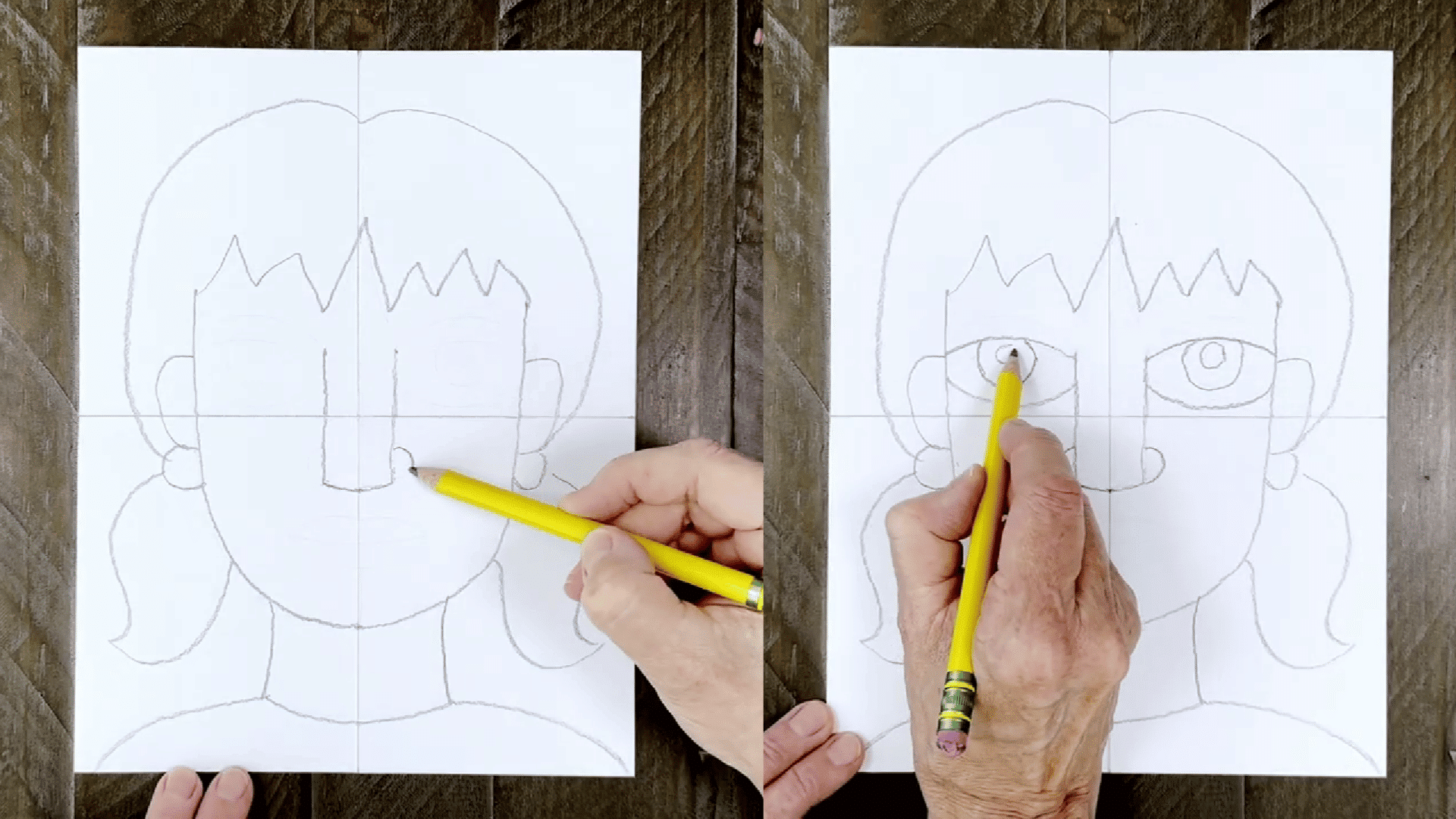 image shows the outline of the face, including the placement of the nose and eyes.