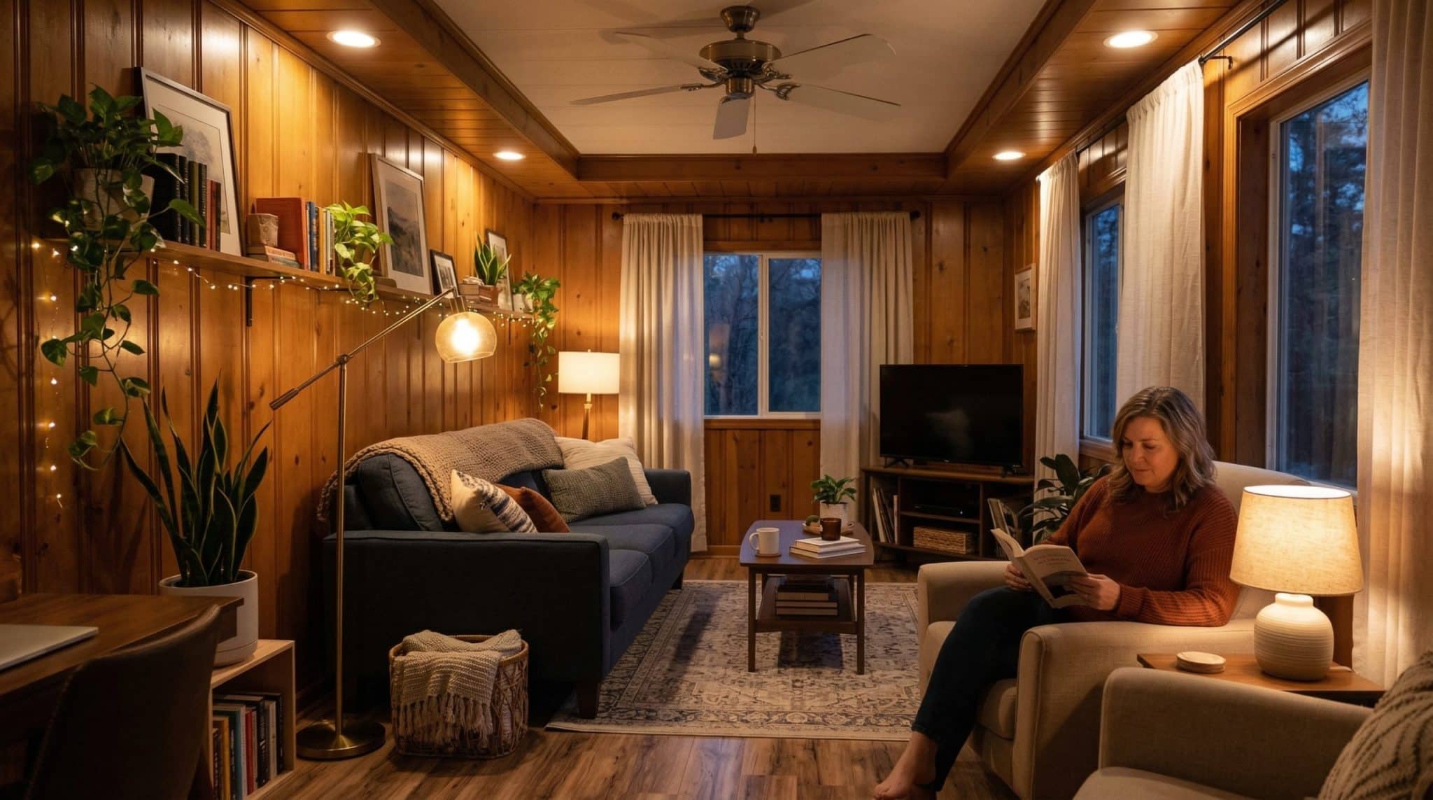 layers of lightning in a mobile living room