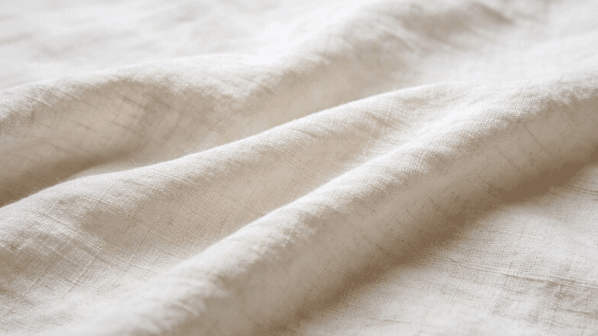linen fabric, plain off-white, straight tight weave, gentle folds, crisp textile detail