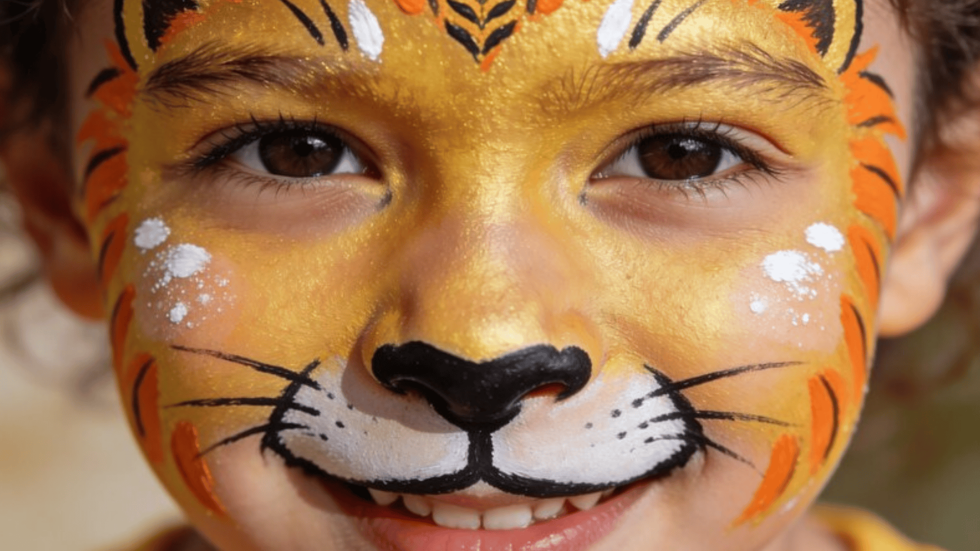 lion face paint on kid