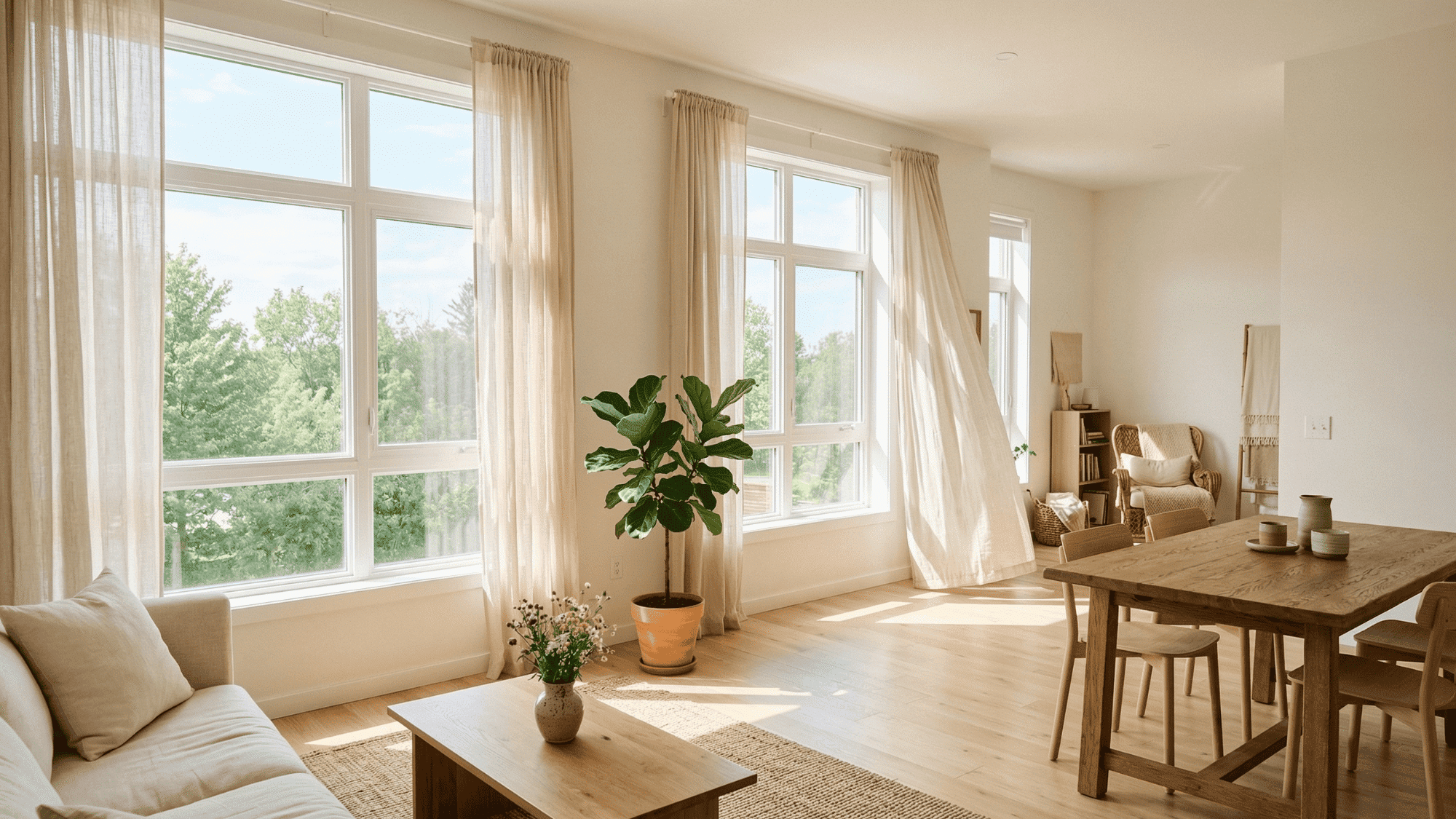 living room with natural light for vibrant Feng Shui energy