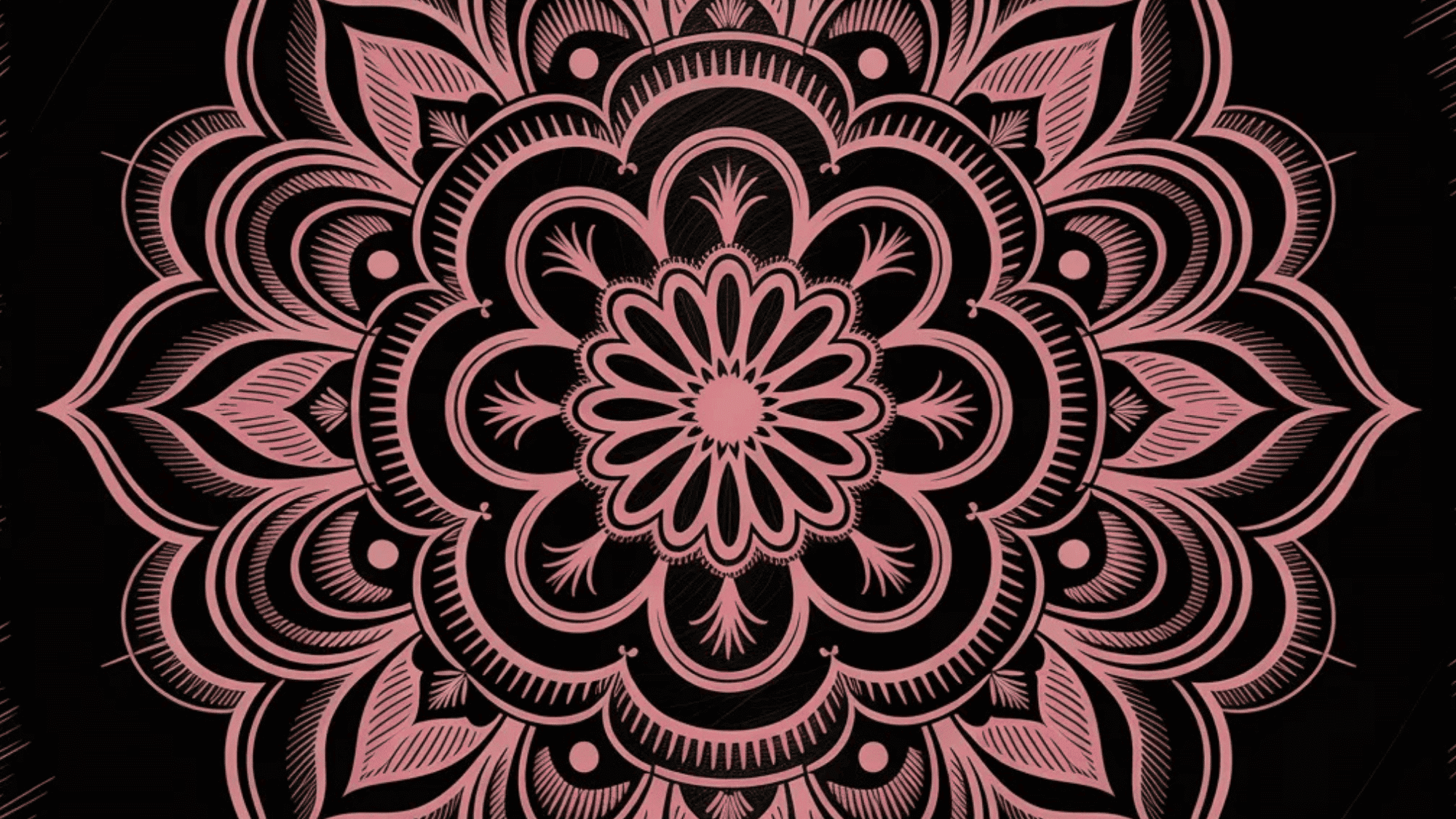 scratch art mandala of a flower pattern in pink color