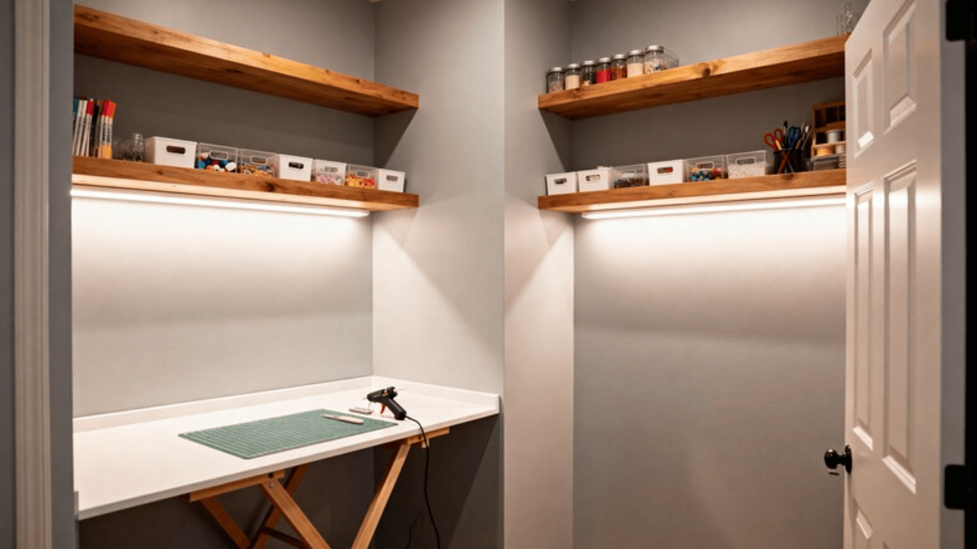 transformed closet into a craft room